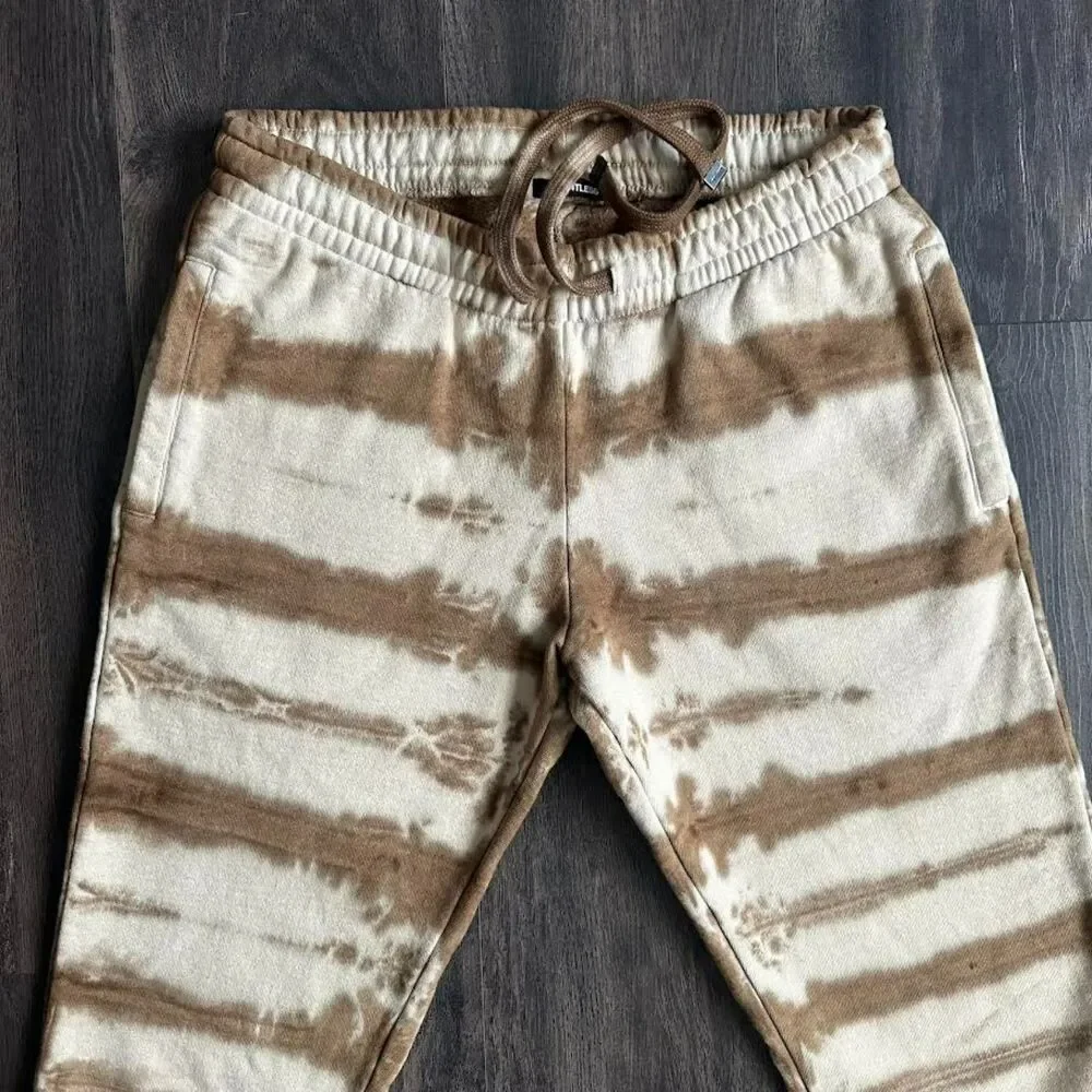 Talentless Tiger Tie Dye Premium Sweat Pants Thick Joggers Tan Cream Size Small - Picture 2 of 8